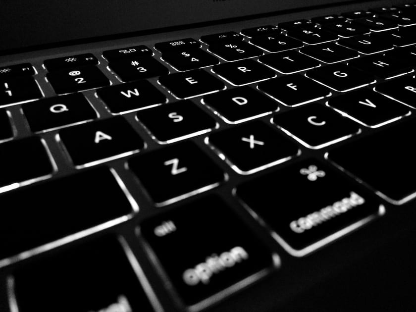 Close-up of an illuminated computer keyboard